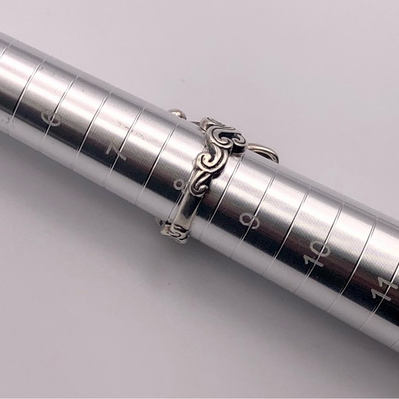 [vintage] Ornate .925 Sterling Silver Peridot, Prehnite & Malachite Ring Size 8 - Picture 10 of 16